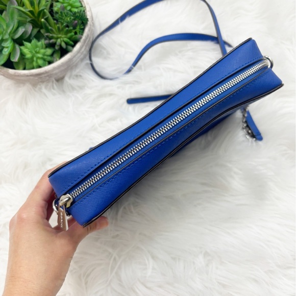 Michael Kors Blue Leather Perforated Crossbody Bag - Picture 3 of 11